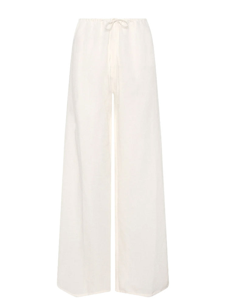 Dame afslappede linnedbukser med elastisk talje og bælte Stilla