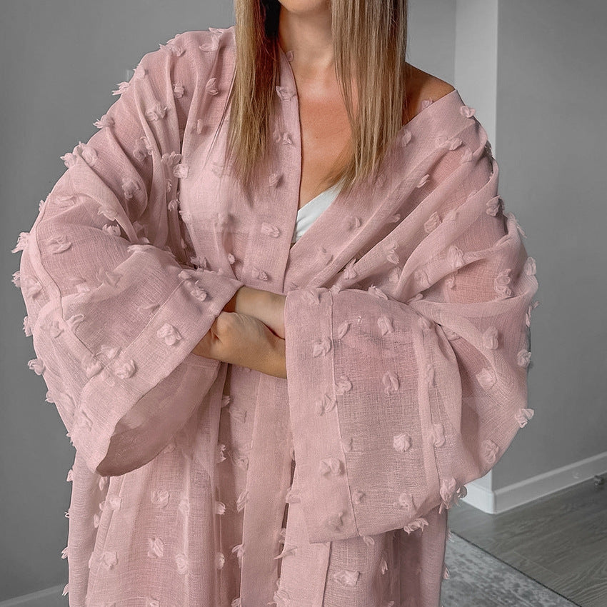 Dame elegant Kimono-badekappe med fine strukturaccentuer Stilla