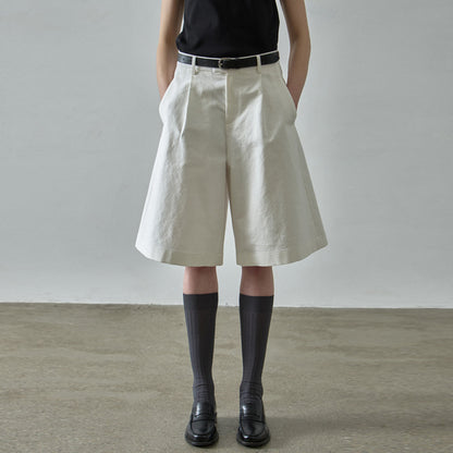 Dame brede bomulds-chino-shorts med elegant snit og praktiske lommer Stilla