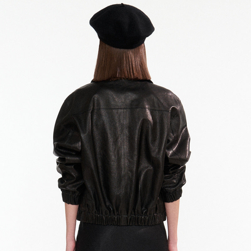 Dame afslappet læderjakke i moderne snit Stilla