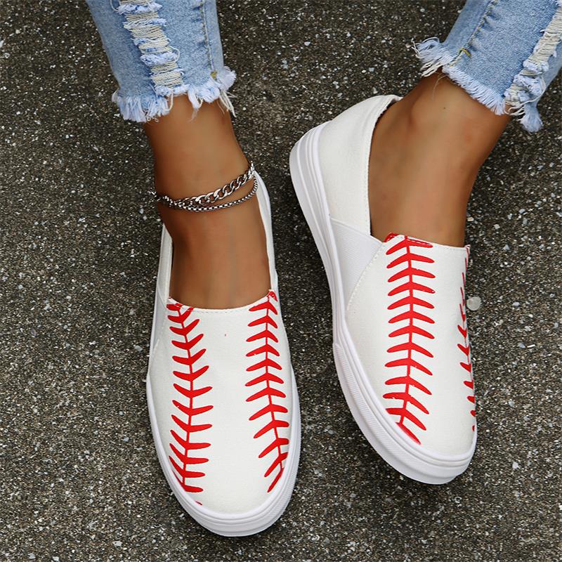 Dame afslappede Slip-On Sneakers med sporty baseball-design Stilla