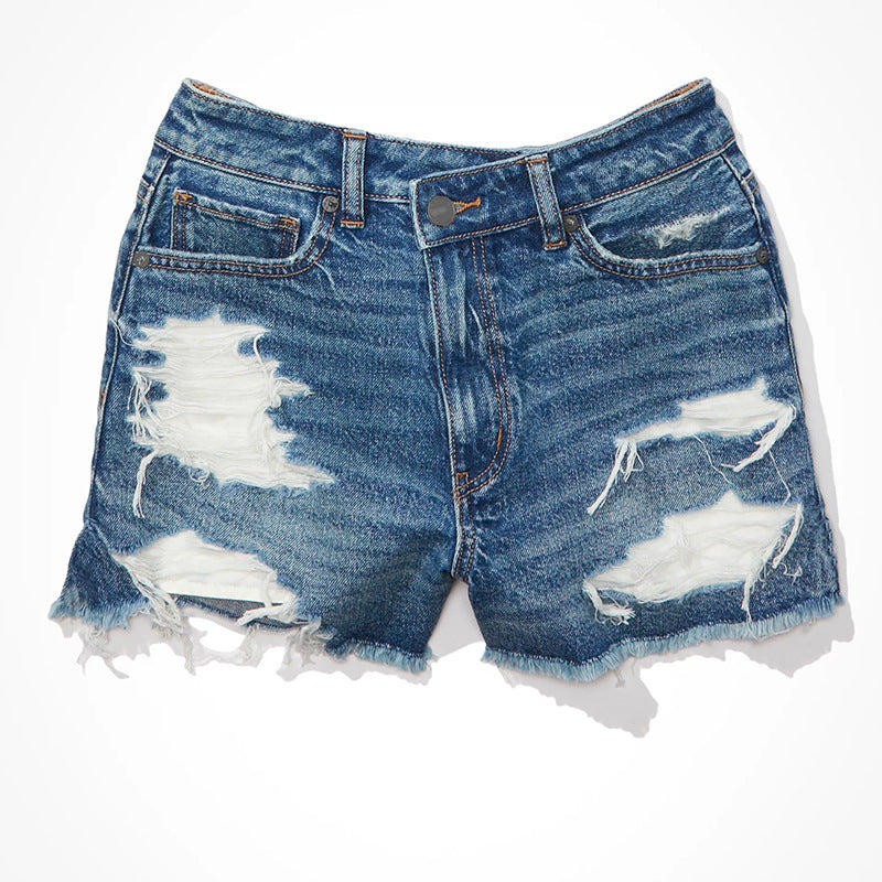 Dame afslappede jeans-shorts i moderne destroyed stil Stilla
