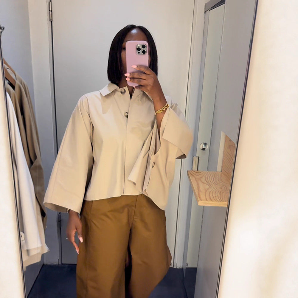 Dame Cropped Bluse med voluminøse ærmer Stilla