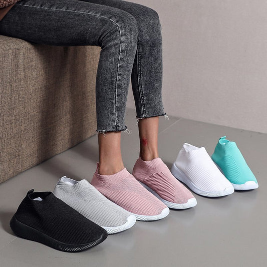 Dame åndbare Slip-On Sneakers med elastisk overdel og stødabsorberende sål Stilla