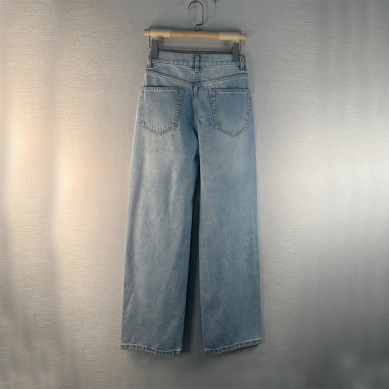 Dame Destroyed Jeans med bred ben og høj talje Stilla