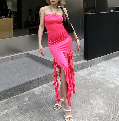 Dame Elegant Flæse Høj-Slid Maxi Kjole Stilla