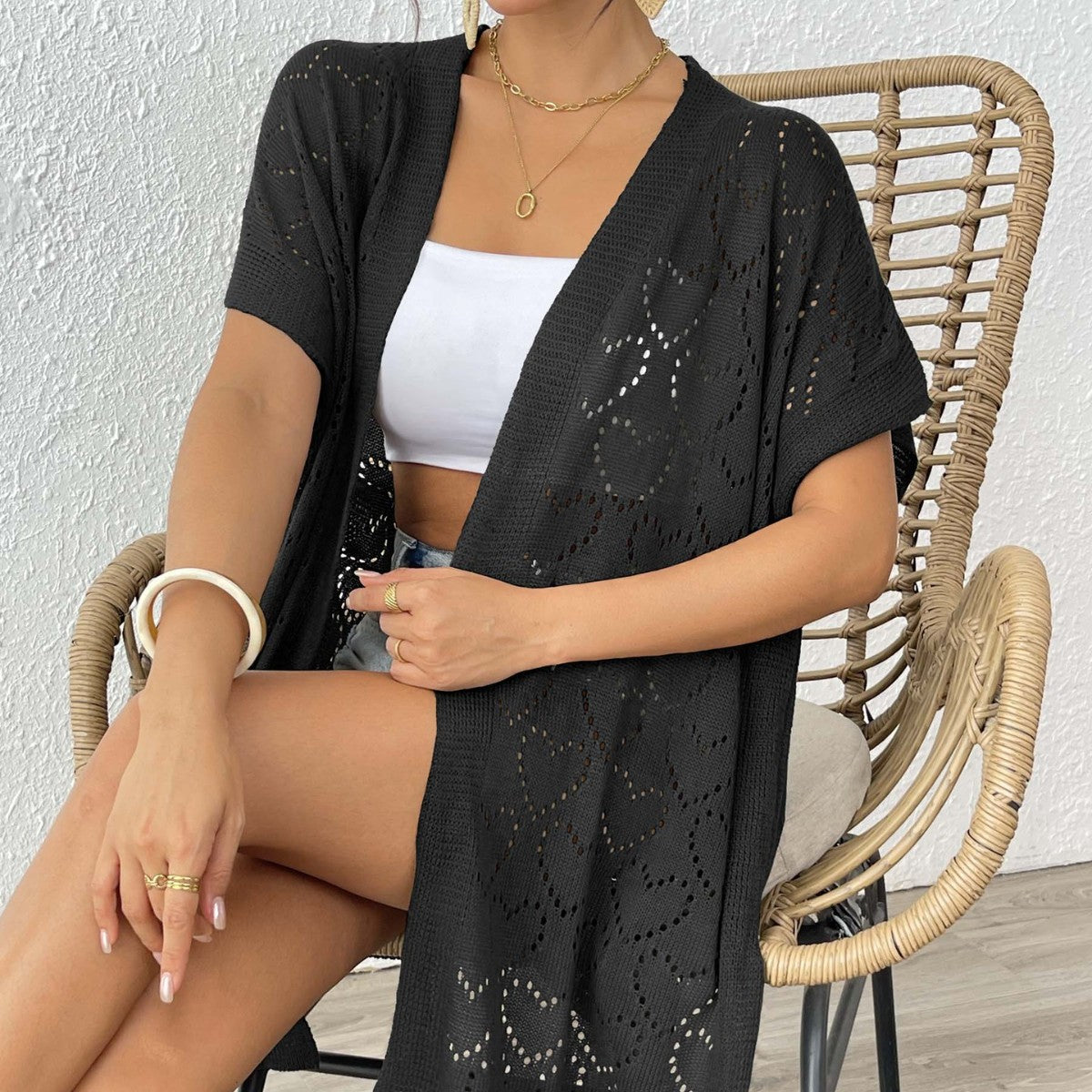 Dame Åben Væv Strikjakke Stilla