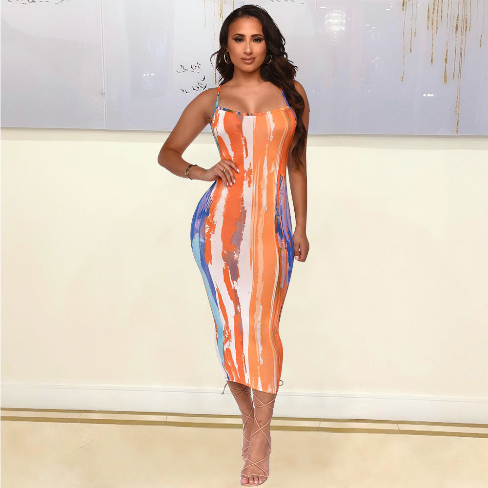 Dame Abstrakt Mønstret Figurvenligt Midikjole Stilla