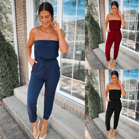 Dame Casual Jumpsuit med elastisk taljebånd og komfortabel pasform Stiila