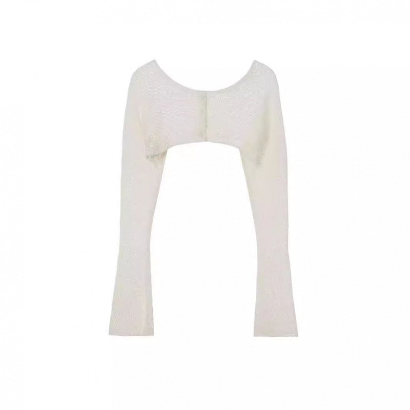 Dame Cropped Kogleærmet Strikoverdel Stilla