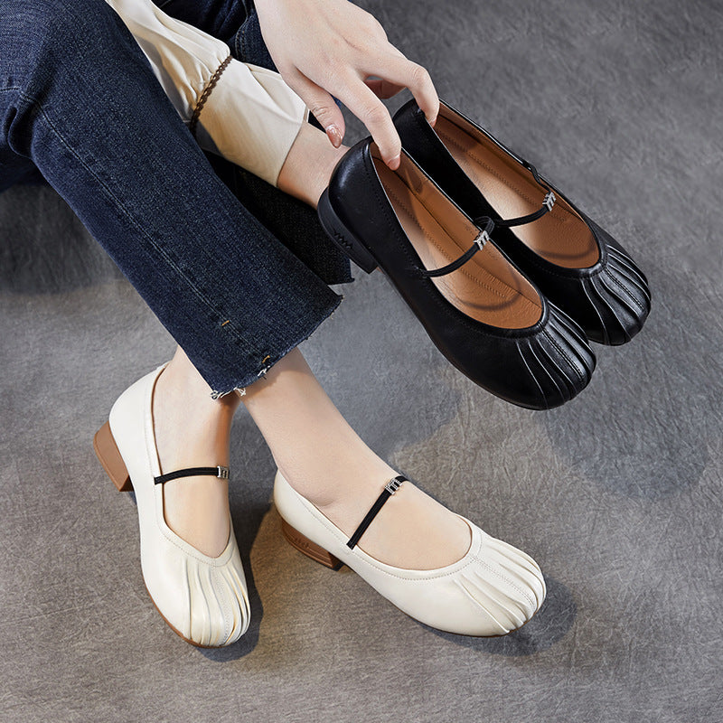 Dame Elegant Falten Mary Jane Ballerinas med justerbar rem Stilla