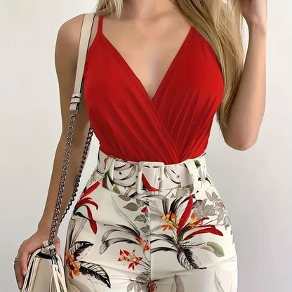 Damer Figurtilpasset Bodysuit med blomstermønster og justerbare stropper Stilla