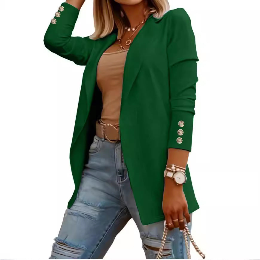Dame Elegant Blazer med dekorative Knapper Stilla