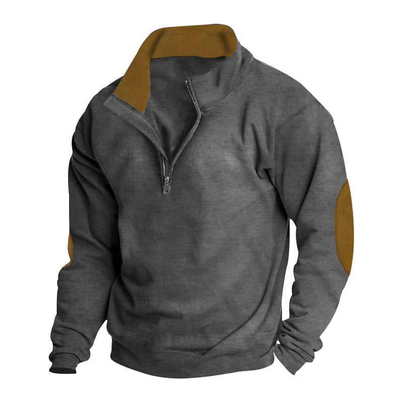 Herrer sportpullover med halv lynlås og kontrastdetaljer Stilla