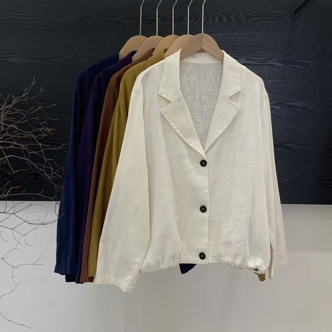 Dame cropped Button-Up Linnedjakke Stilla