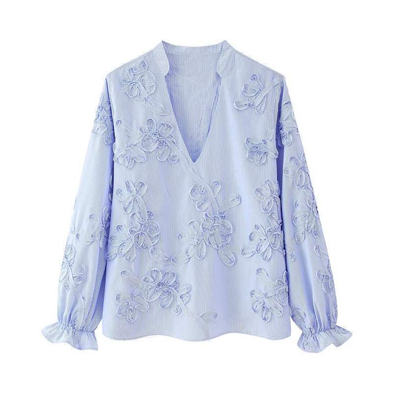 Dame Elegant bluse overdel med florale broderi-detaljer Stilla