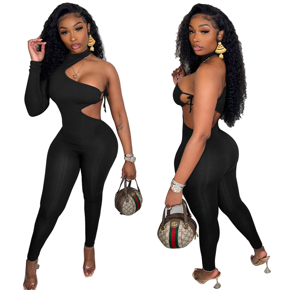 Dame Elegant Cut-Out Jumpsuit med asymmetrisk top Stilla