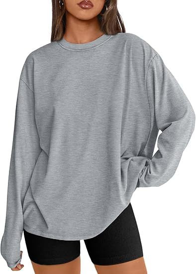 Dame afslappet langærmet skjorte med overdimensioneret pasform og rund halsudskæring Stilla