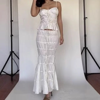 Dame Elegant Flæse Sommerkjole med Bindebånd Stilla