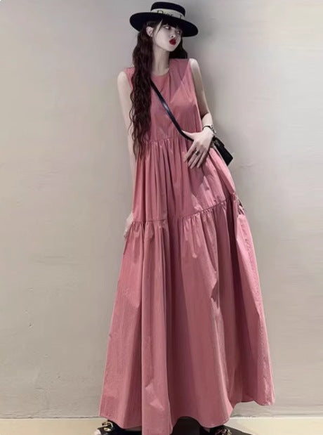 Dame afslappet maxikjole med voluminøs nederdel og asymmetrisk design Stilla