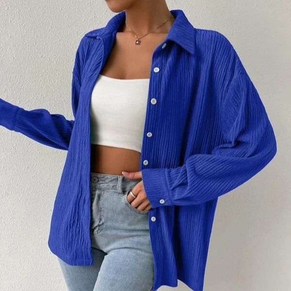 Dame afslappet langærmet skjorte med struktureret design Stilla