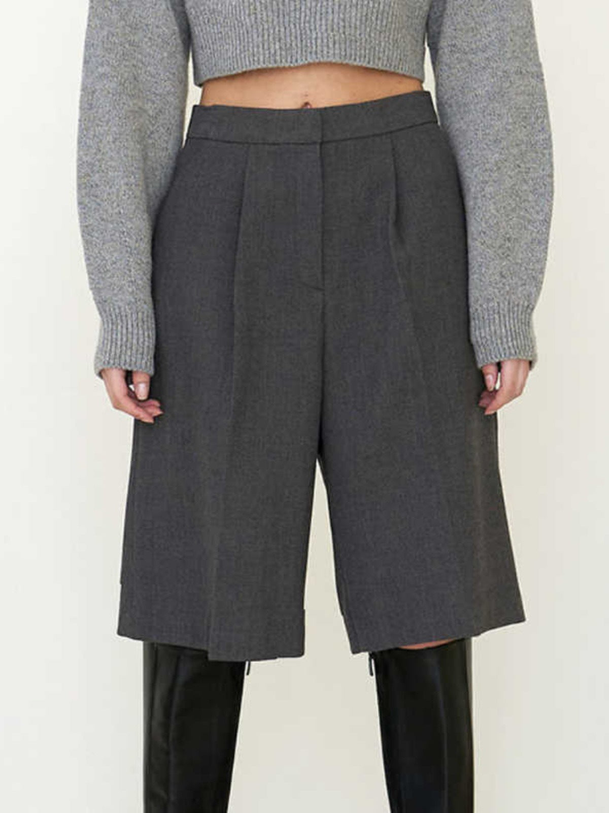 Dame elegant casual culotte med klassiske folder og høj talje Stilla