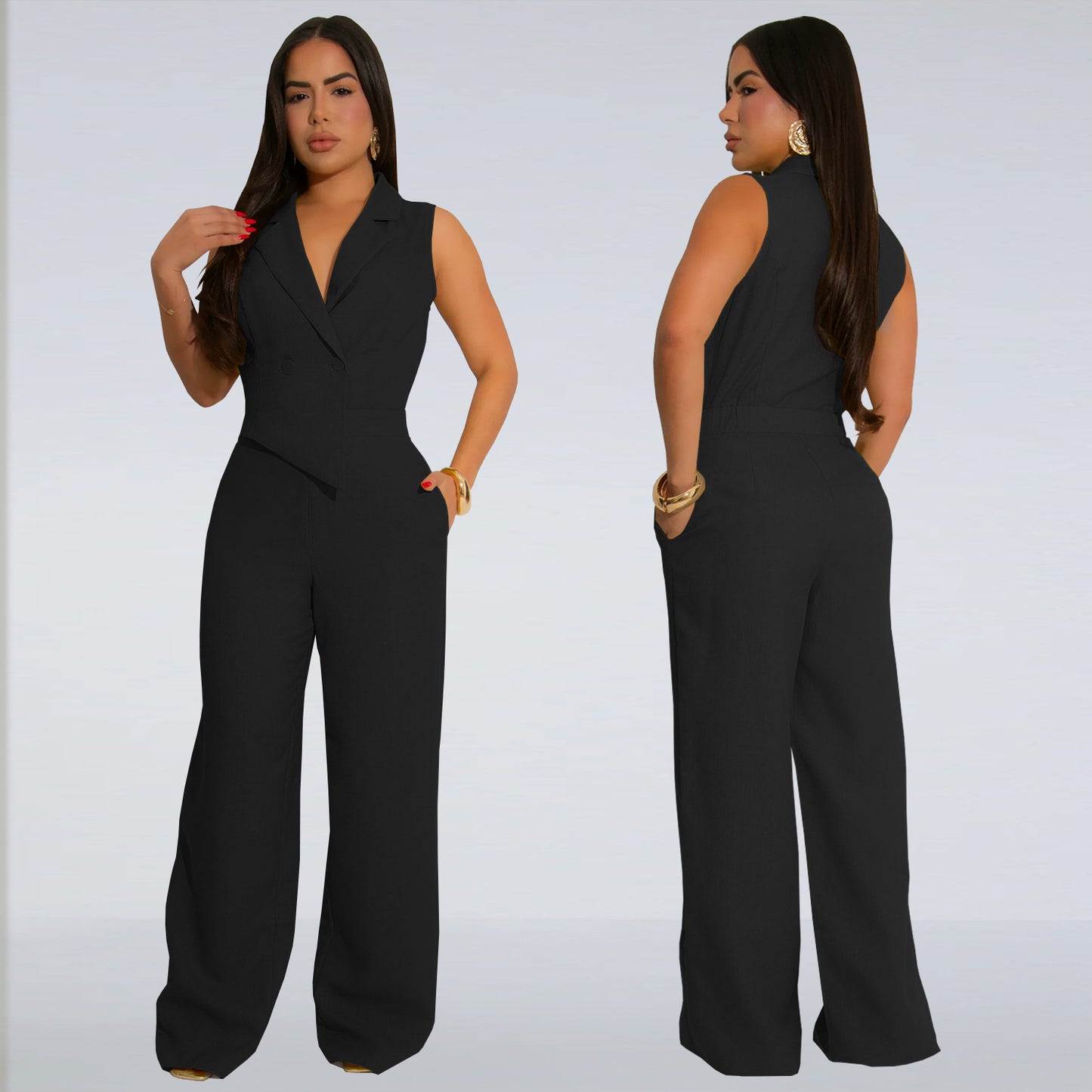 Dame Elegant heldragt med taljeret snit og flot reverskrave Stilla