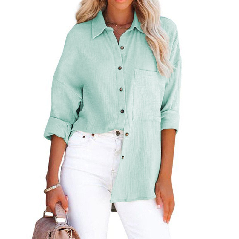 Dame afslappet oversized bluse med knapdetaljer Stilla