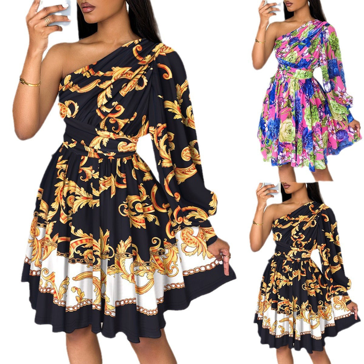 Dame Elegant blomsteraftenkjole Stilla