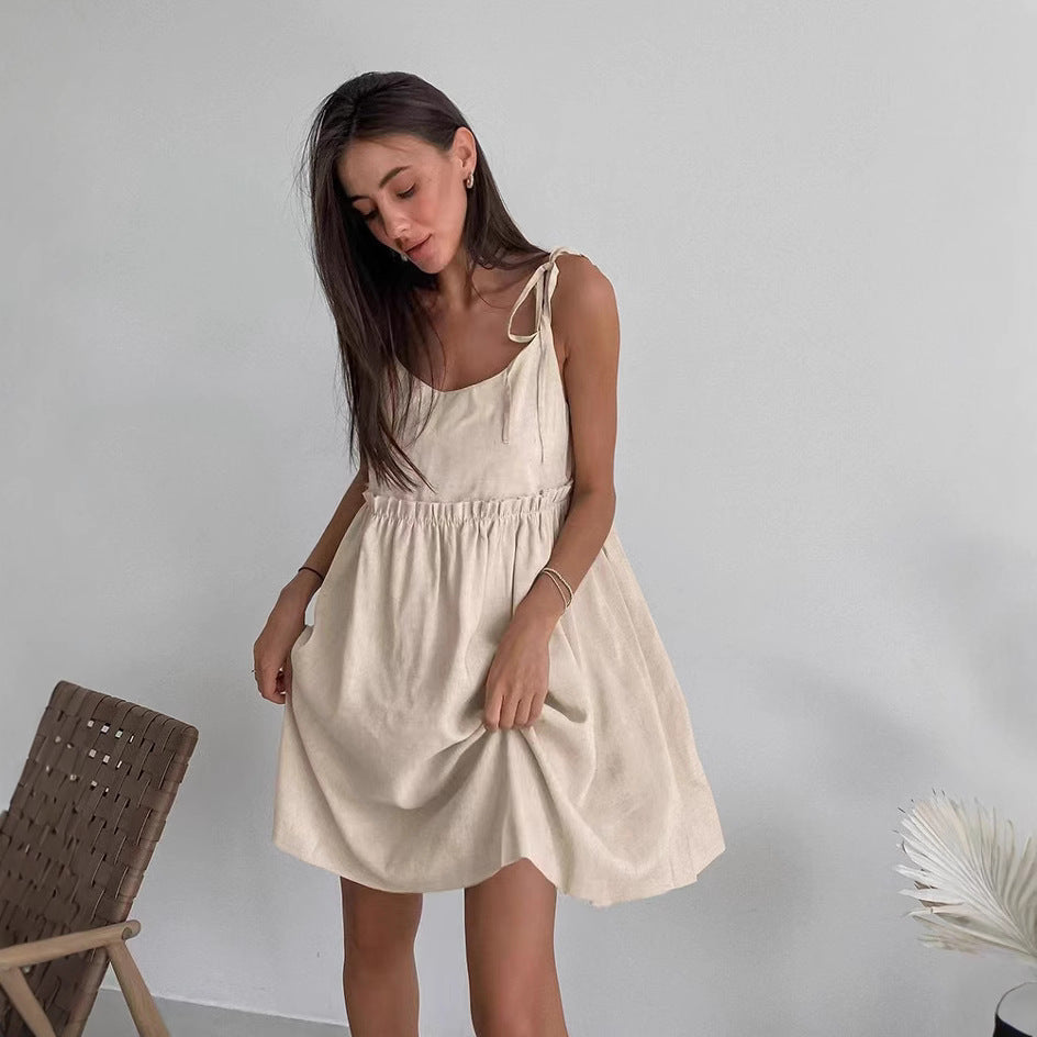 Dame afslappet linned A-linje kjole Stilla
