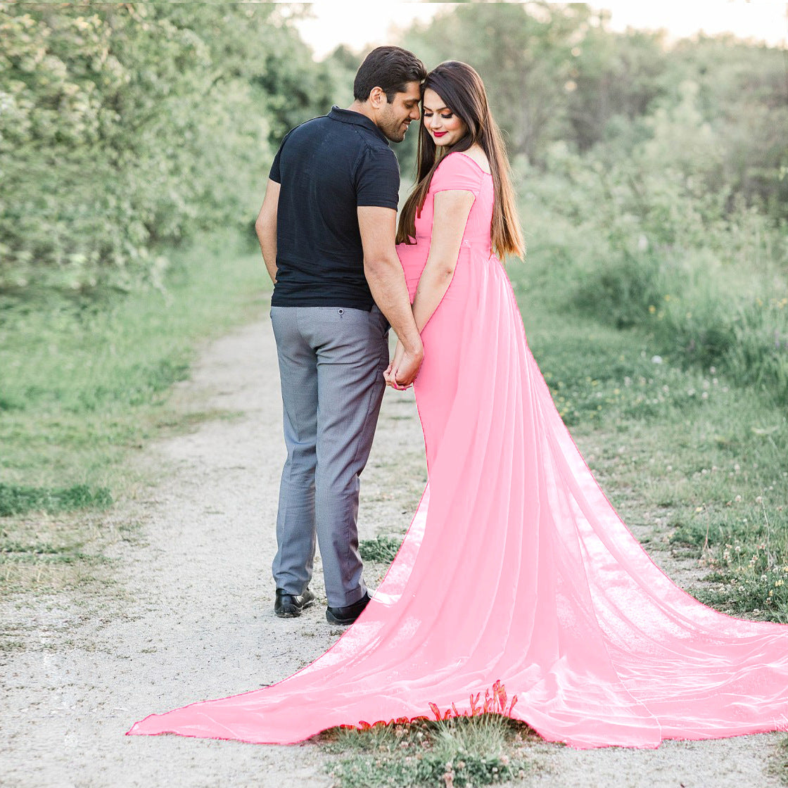 Dame Elegant Graviditets Wrap Kjole Stilla