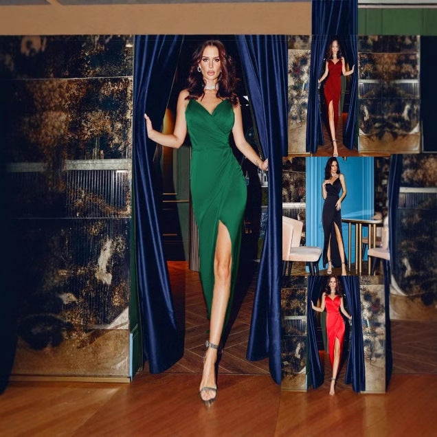 Dame Elegant Draperet Maxikjole Stilla