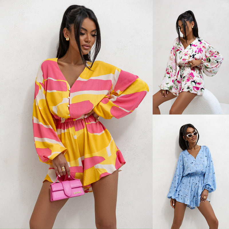 Dame Blomster mønster Kort jumpsuit Stilla