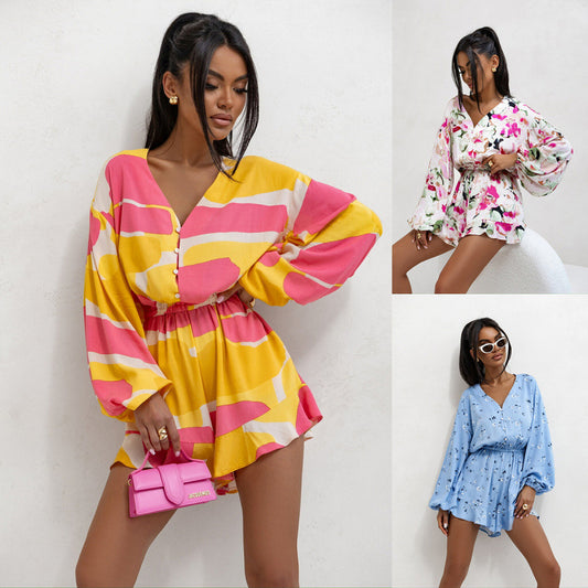 Dame Blomster mønster Kort jumpsuit Stilla