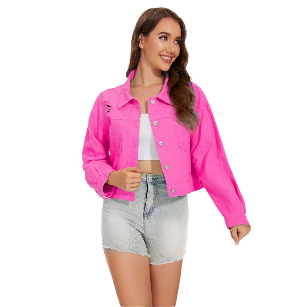 Dame denimjakke med iøjnefaldende frynsedesign og dekorative detaljer Stilla