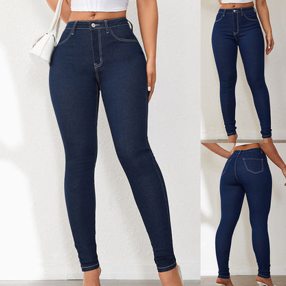 Dame Højtaljede Skinny Jeans med elastisk Denim Stilla