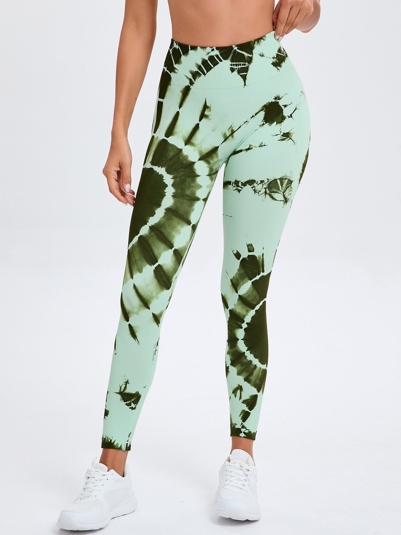Dame leggings i cool batik-design med høj talje Stilla