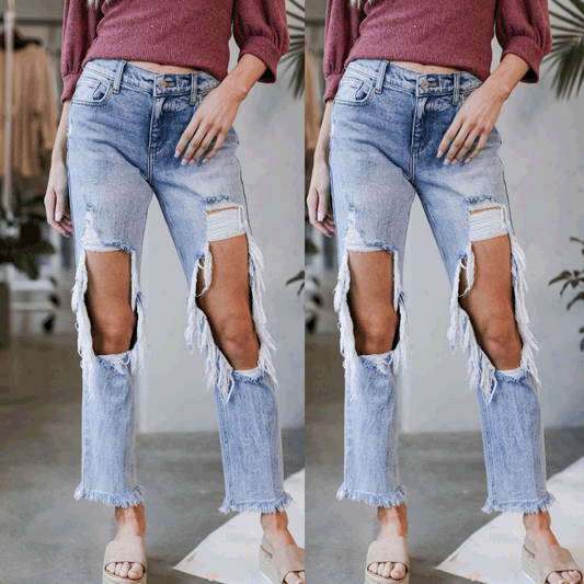 Dame afslappede jeans med trendy ripped-design Stilla