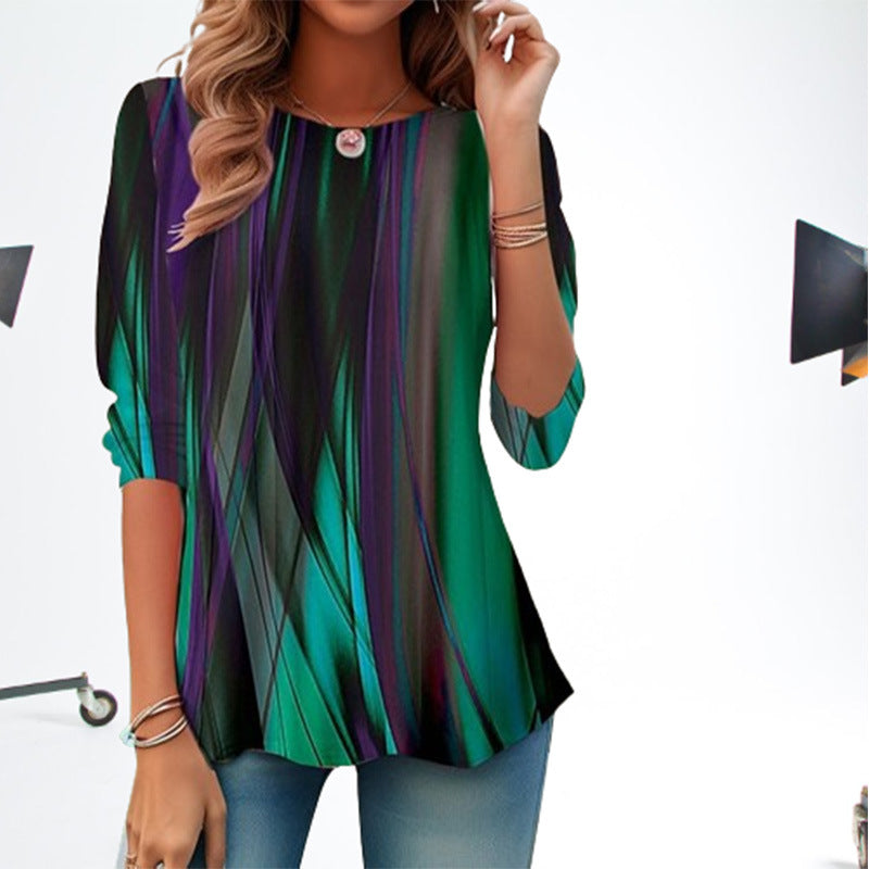 Dame Elegant Bluse med kreativ stribeformet Design Stilla