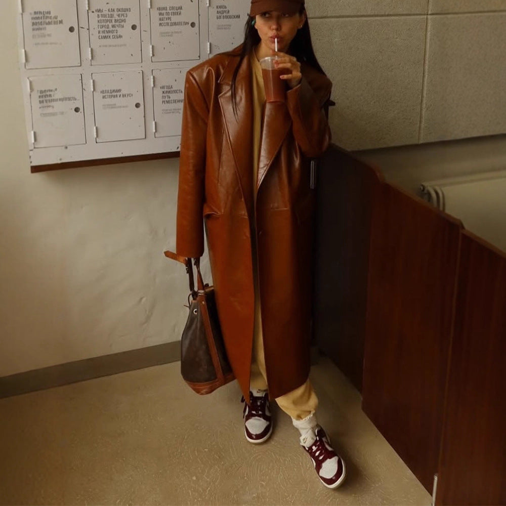 Dame Ekstravagant Læderfrakke Stilla