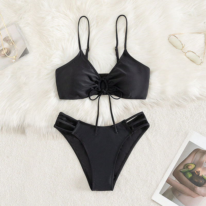 Dame Cut-Out Front Tie Bikini Sæt Stilla