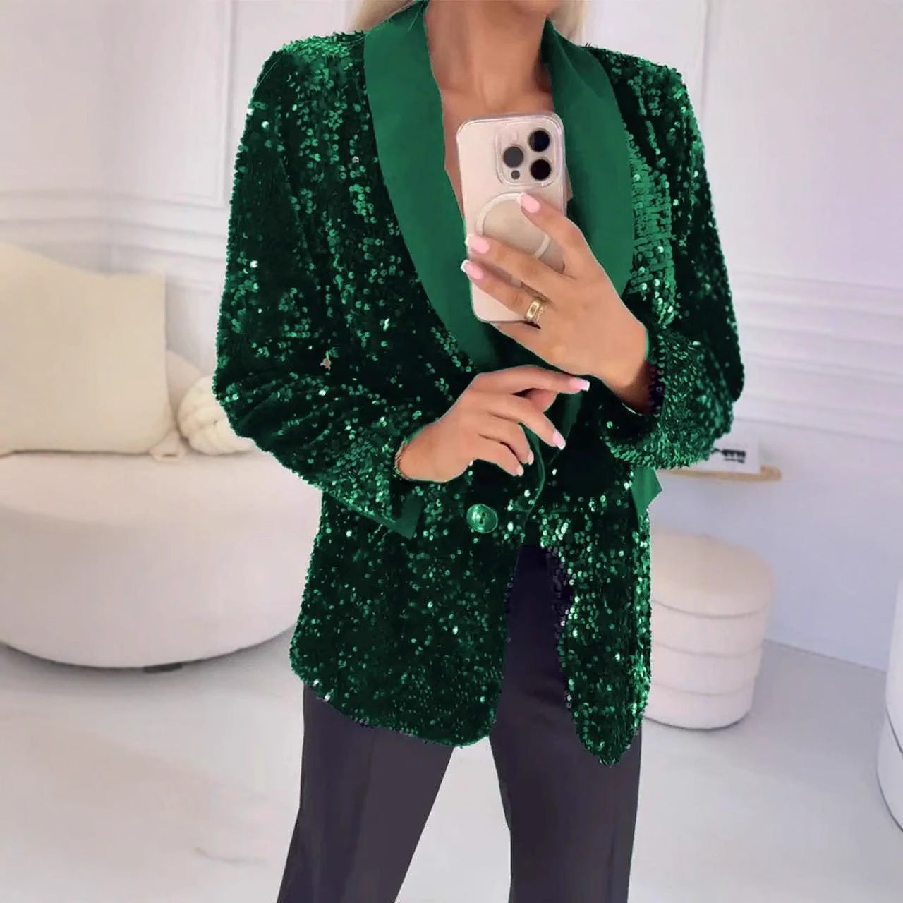 Dame elegant glimmer blazer med skinnende optræden Stiila