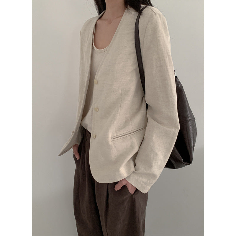 Dame elegant blazerjakke med blødt stof og minimalistisk knaplukning Stilla