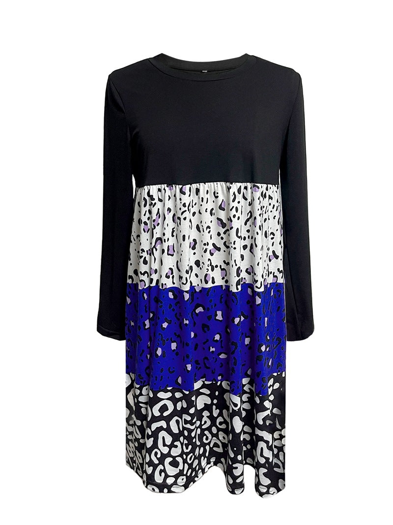 Dame afslappet kjole med farverigt dyremønster og lange ærmer Stilla