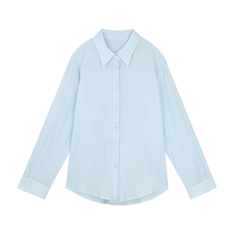 Dame elegant bluse med fin vævstruktur og klassiske knapdetaljer Stilla