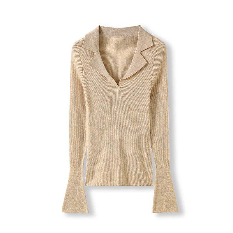 Femme Glockenærme V-Udskæring Pullover Stilla