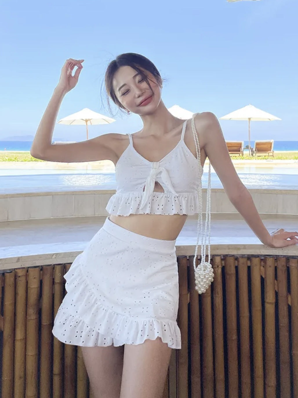 Dame Crop-Top og Nederdel Sæt med Rüschen og legende Design Stilla