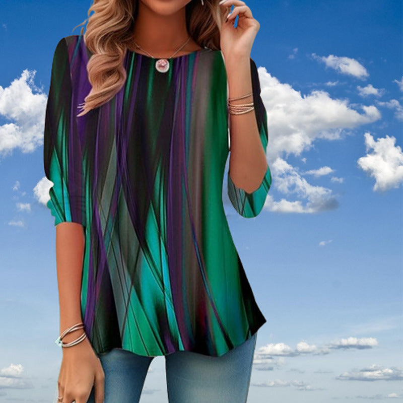 Dame Elegant Bluse med kreativ stribeformet Design Stilla