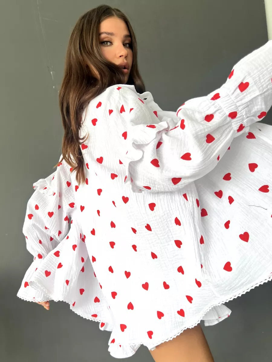 Dame afslappet bluse og shorts sæt Stilla