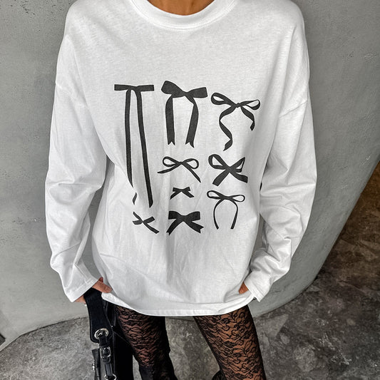 Dame afslappet oversized T-shirt med unikt grafisk print Stilla